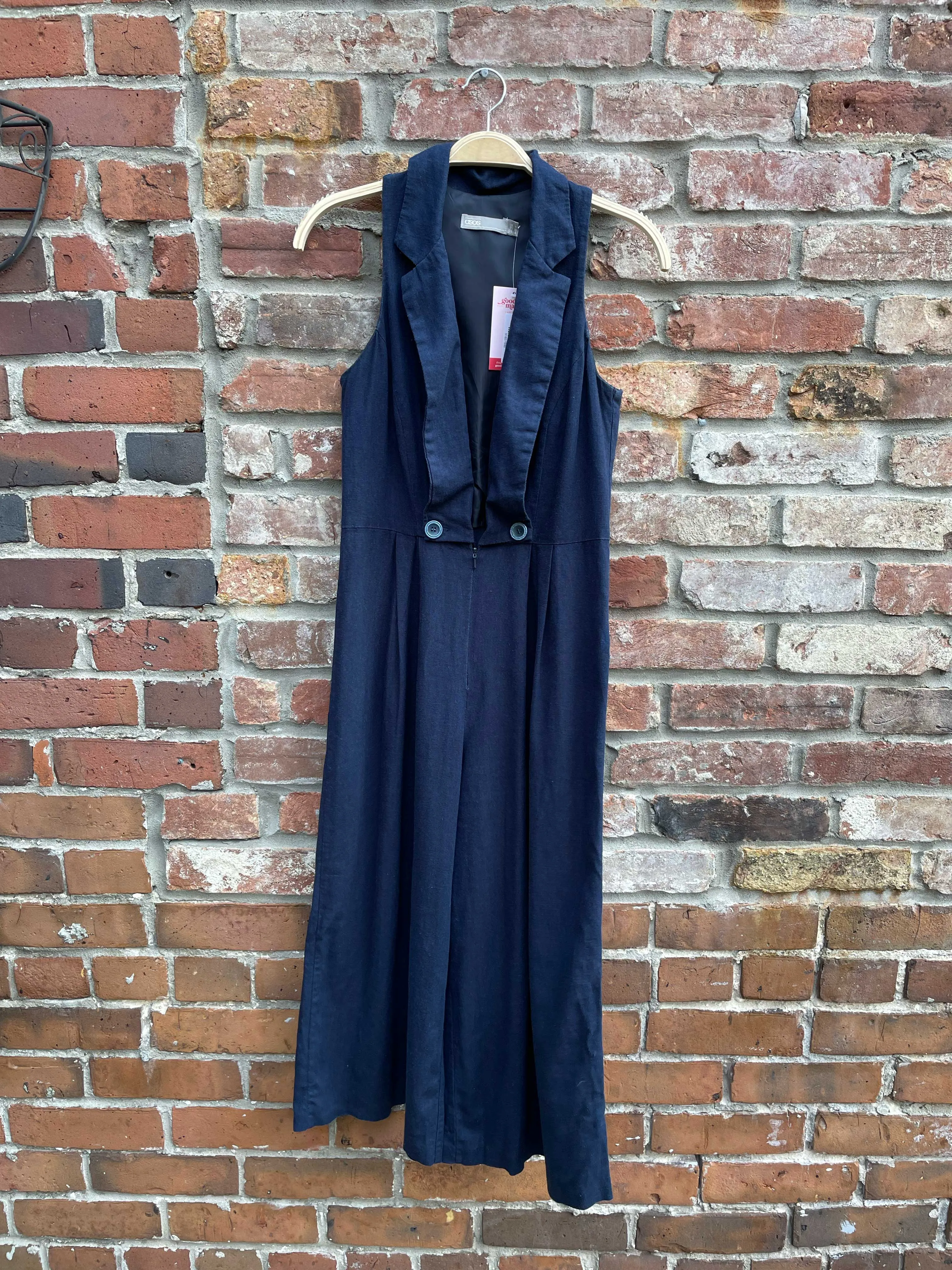 asos linen-blend long collar jumpsuit sold by Good Market Thrift Store