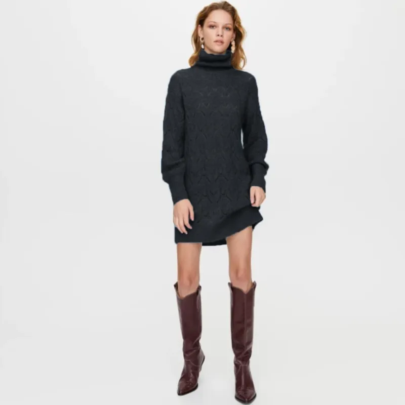 little moon pointelle mohair turtleneck dress sold by Good Market Thrift Store