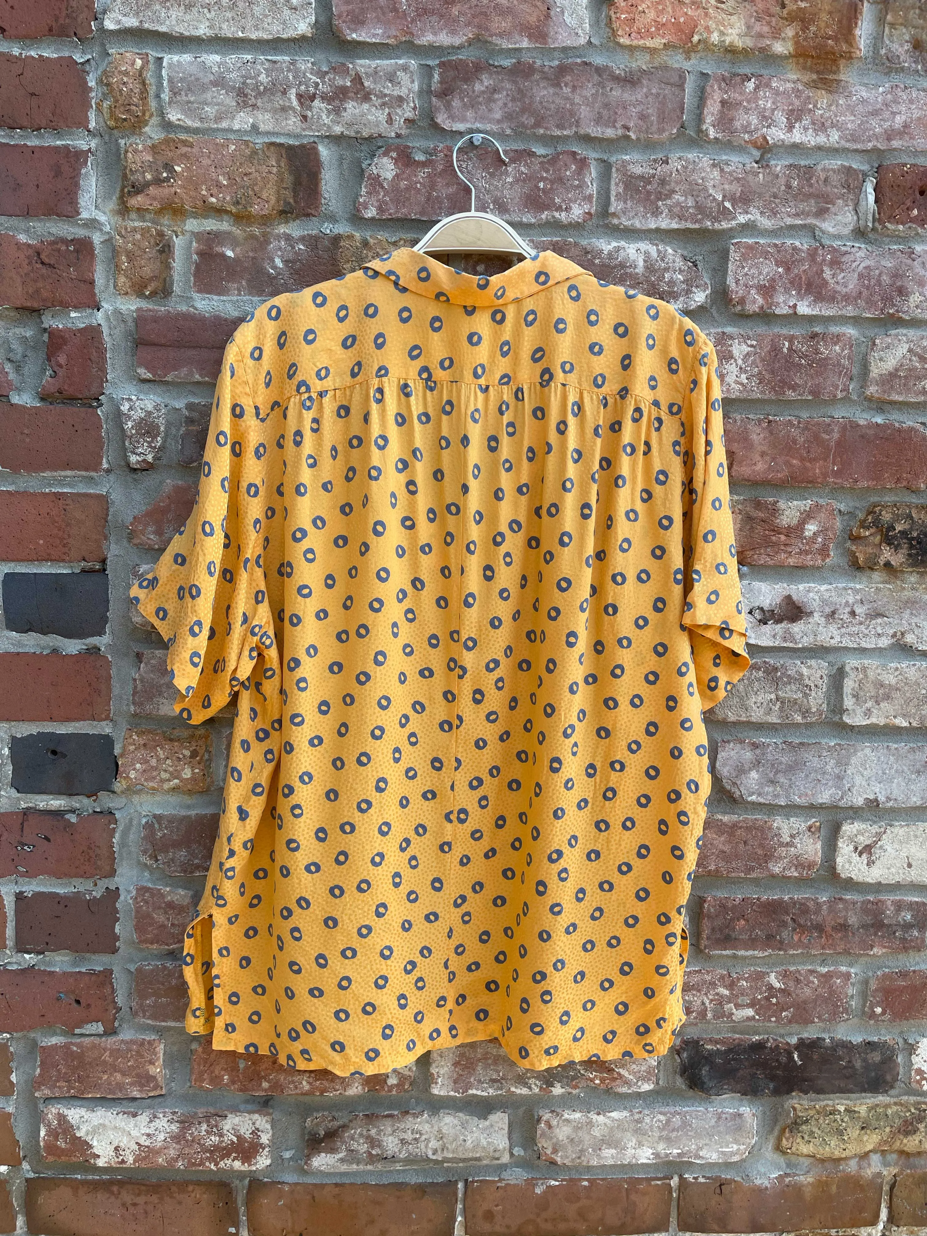 vintage orange polo neck ss silk blouse sold by Good Market Thrift Store product image thumbnail 4