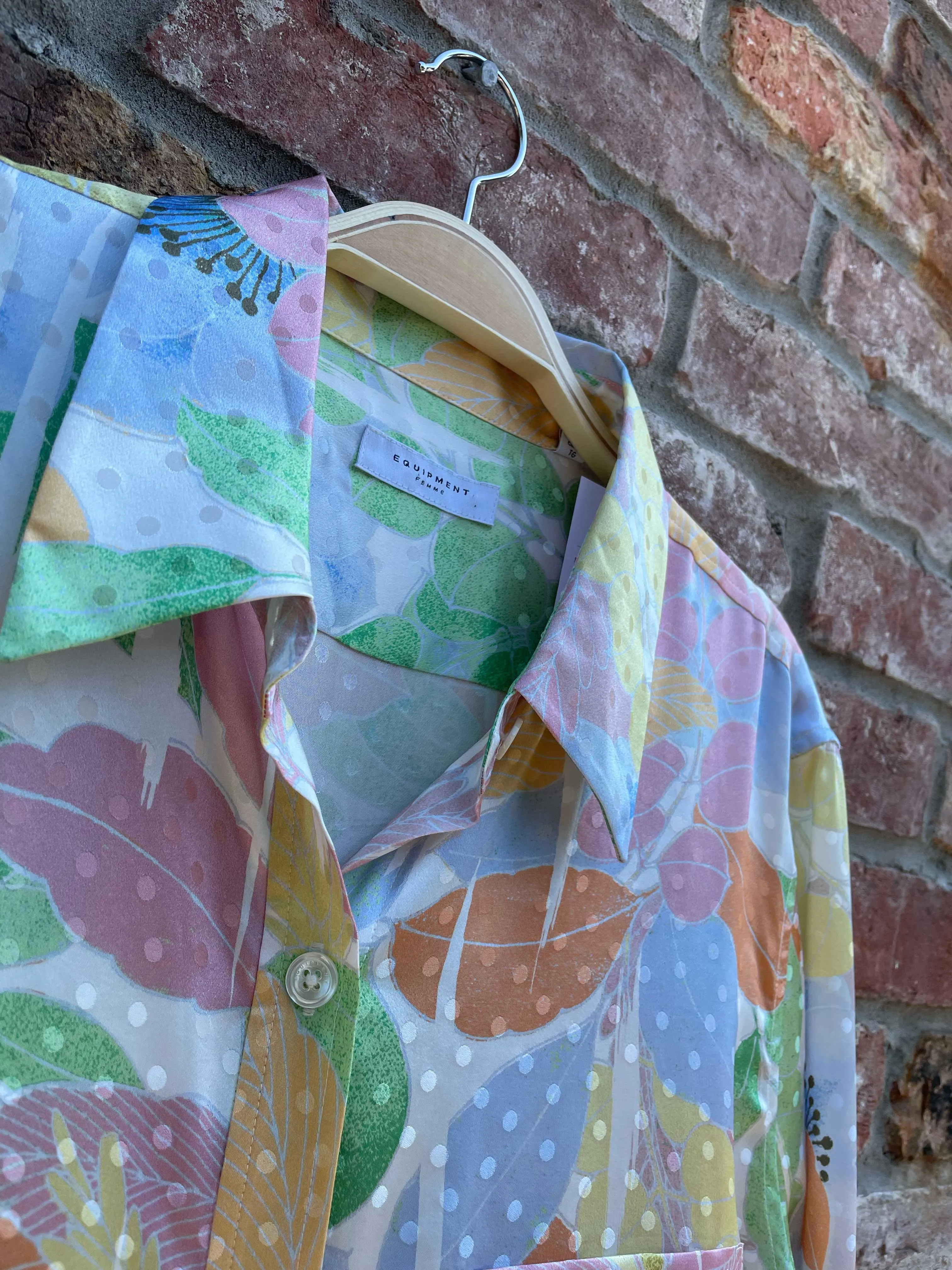 equipment femme silk satin finish floral blouse sold by Good Market Thrift Store product image thumbnail 2