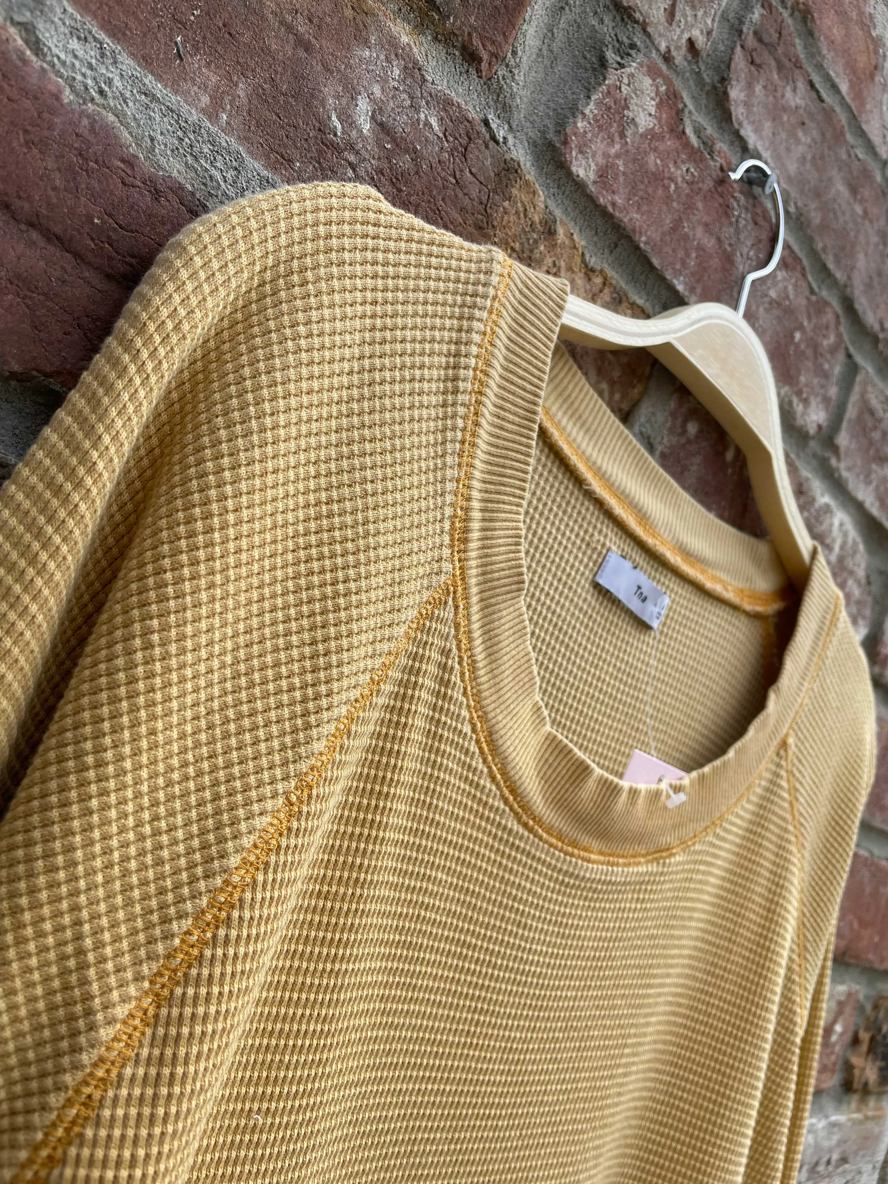 tna waffle long sleeve top sold by Good Market Thrift Store product image thumbnail 2