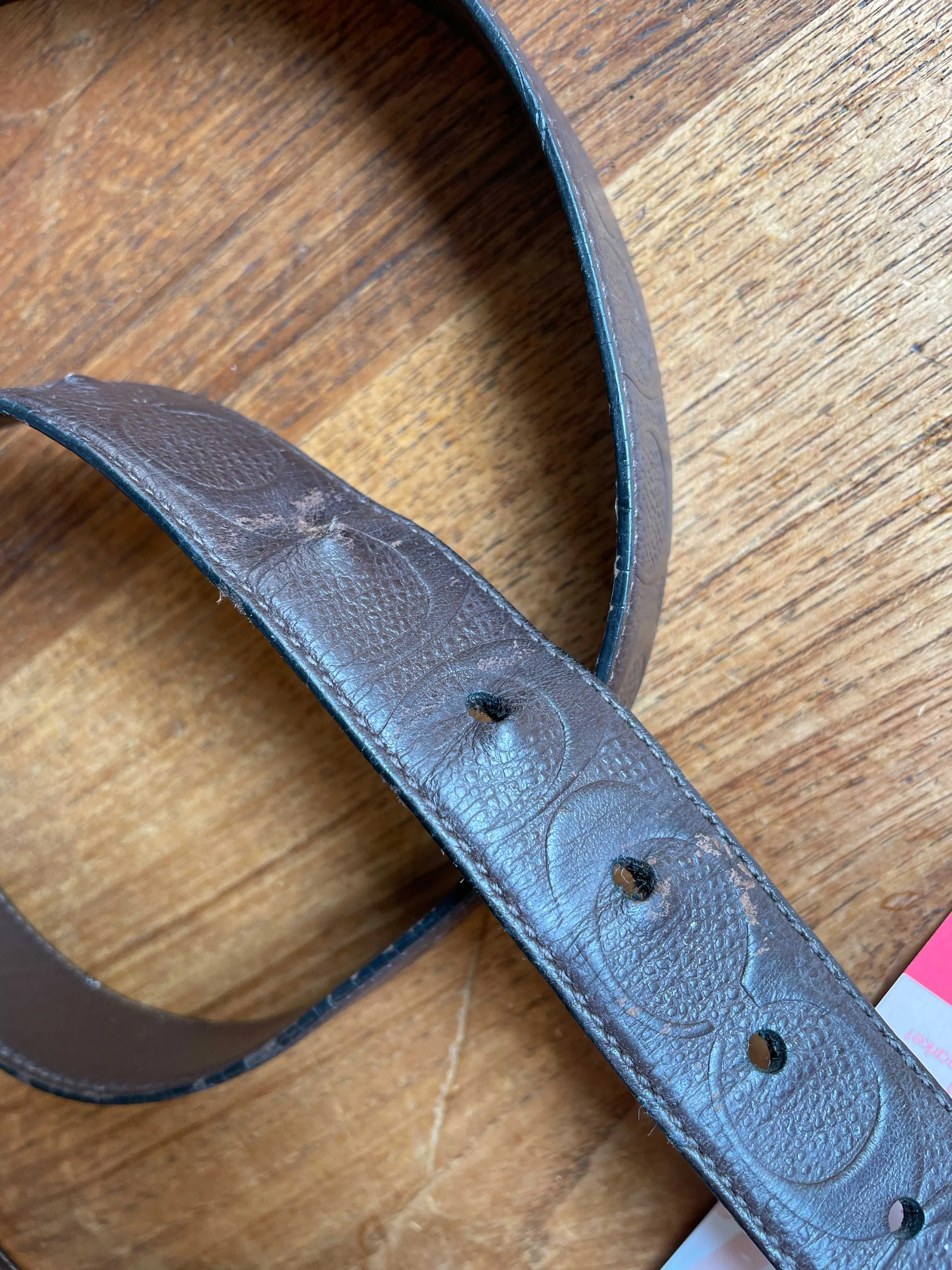 coach monogram embossed leather belt sold by Good Market Thrift Store product image thumbnail 2