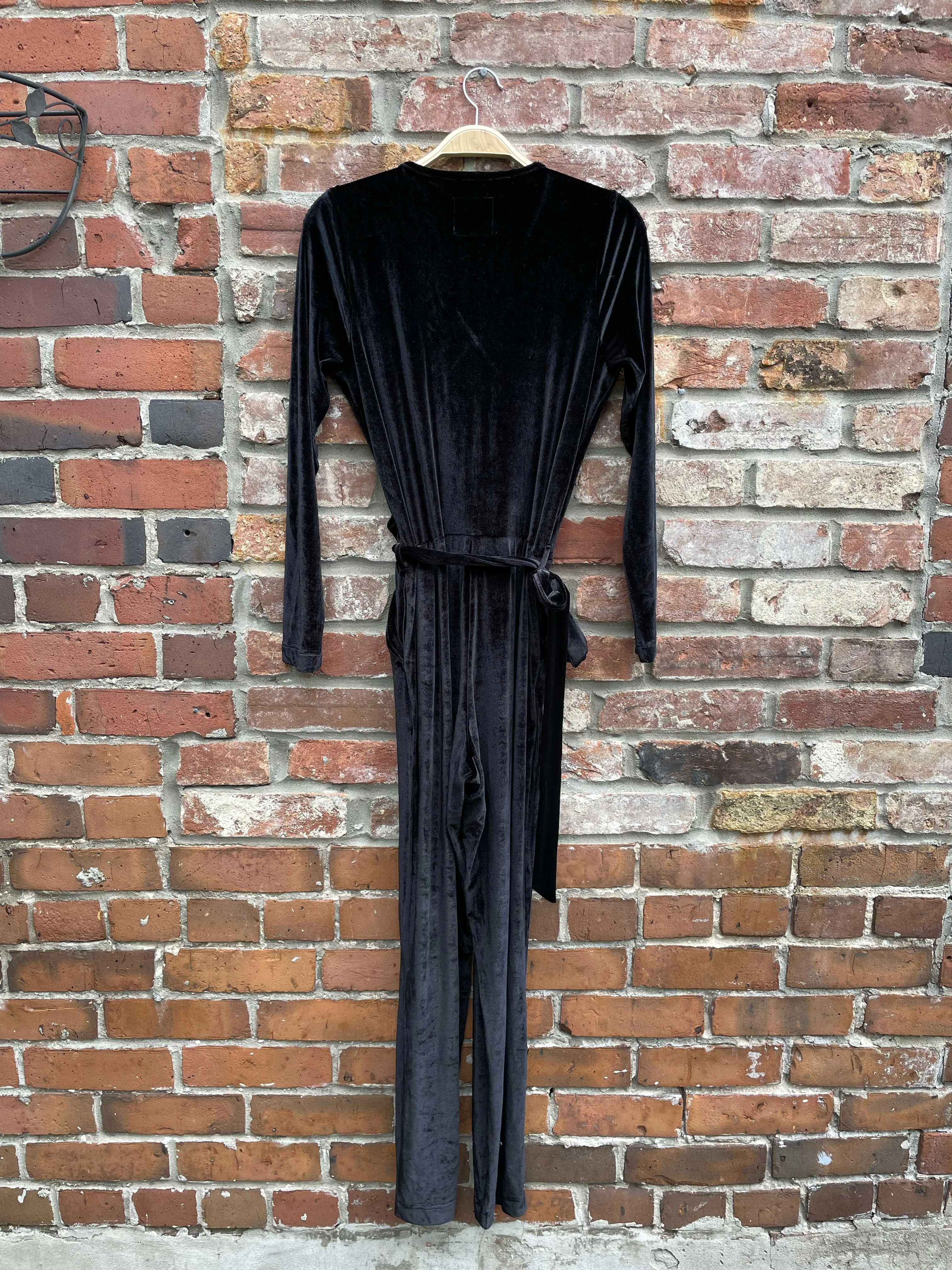 nwt chaser velvet wrap long sleeve jumpsuit sold by Good Market Thrift Store product image thumbnail 3