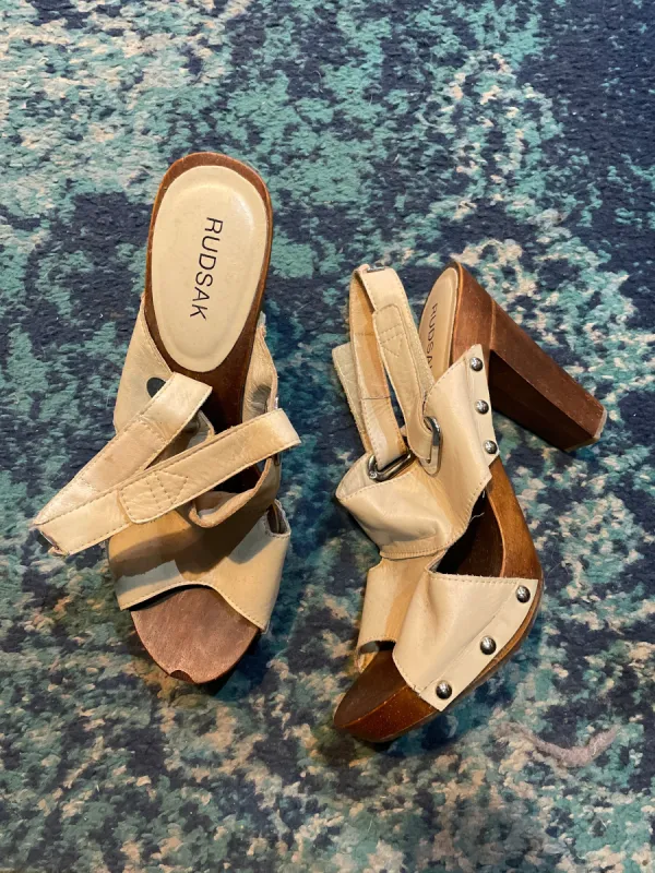 rudsak studded leather sandals with wood sole sold by Good Market Thrift Store