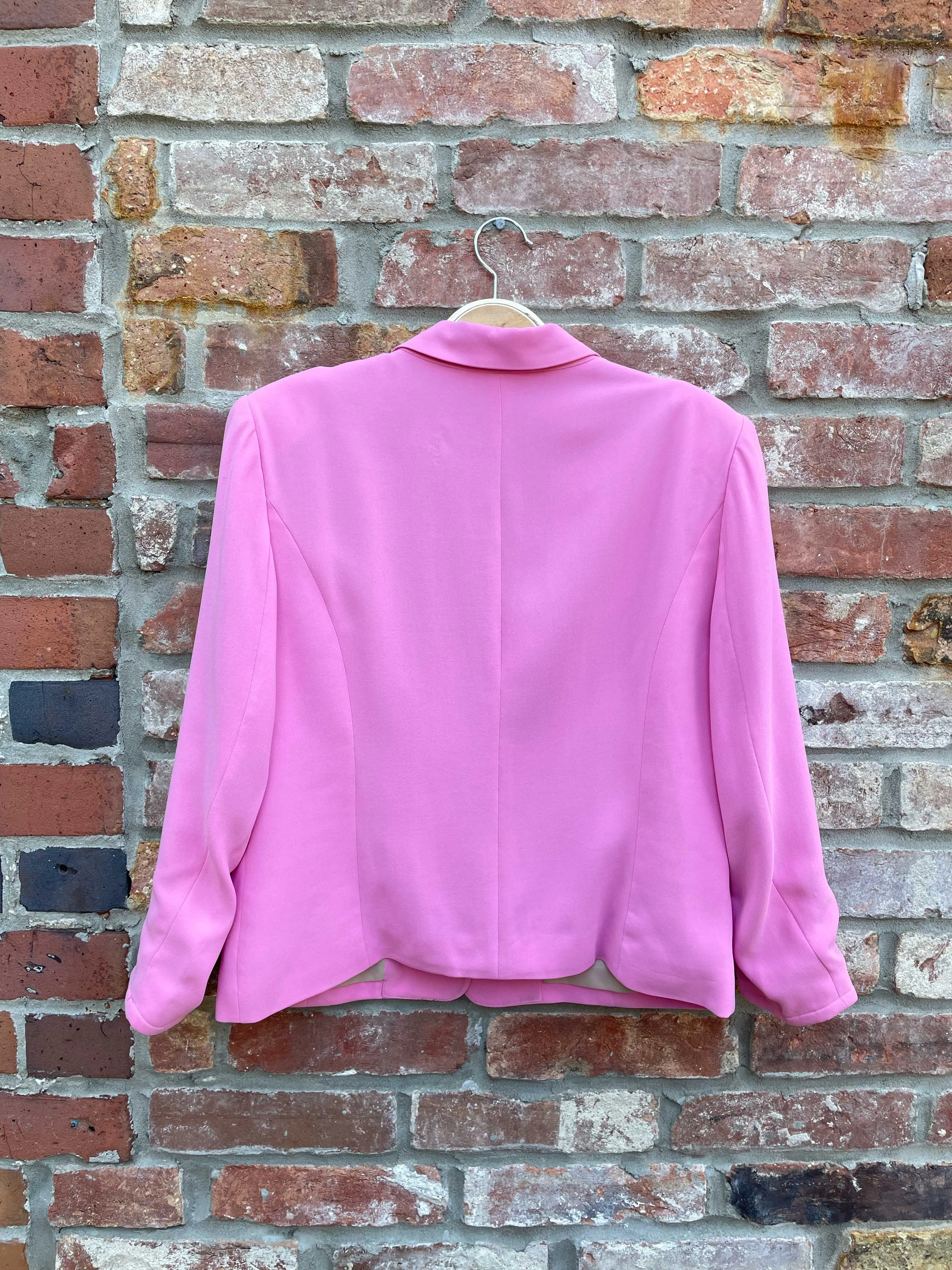 blacky dress pink silk cropped blazer sold by Good Market Thrift Store product image thumbnail 2