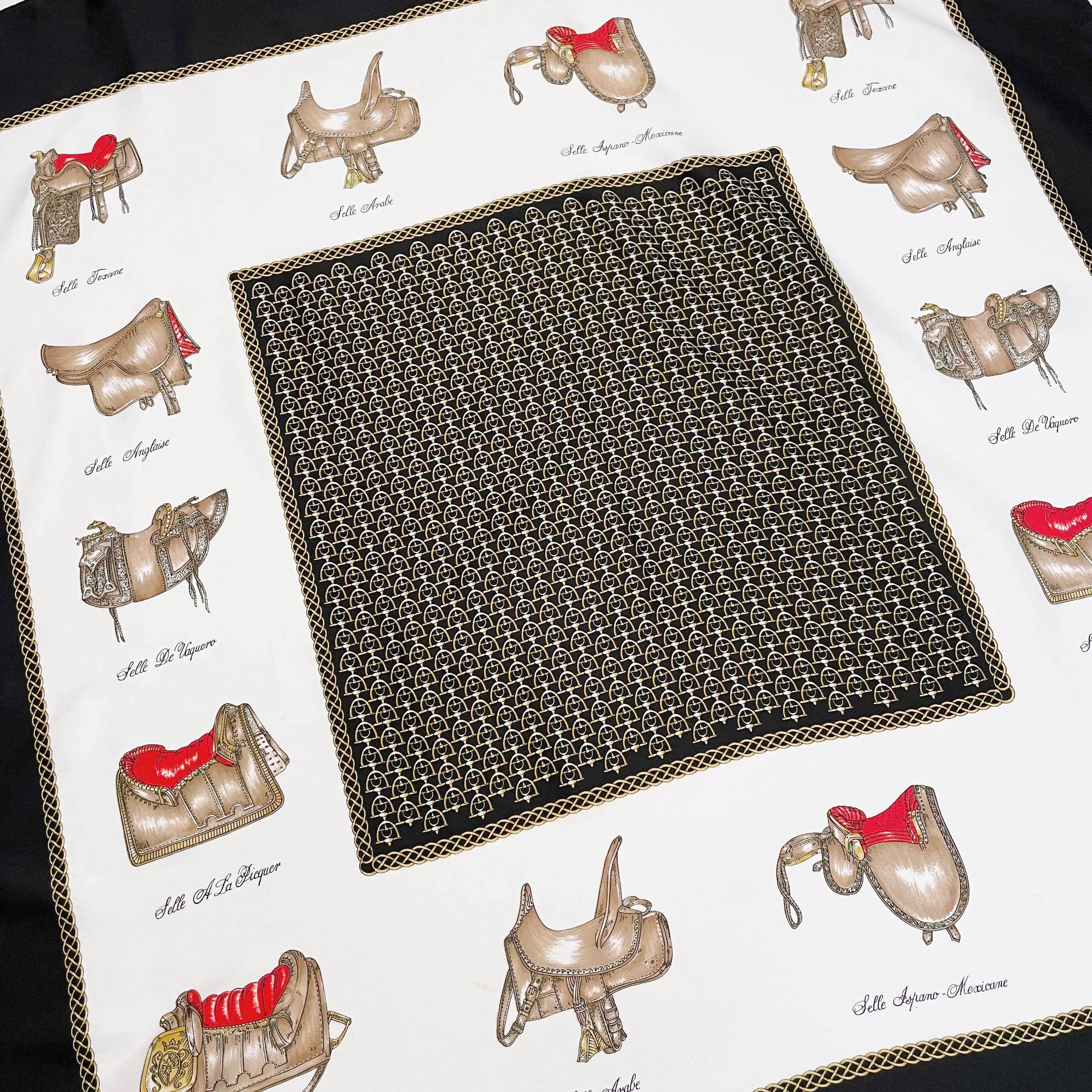 vintage silky equestrian saddle xl scarf sold by Good Market Thrift Store