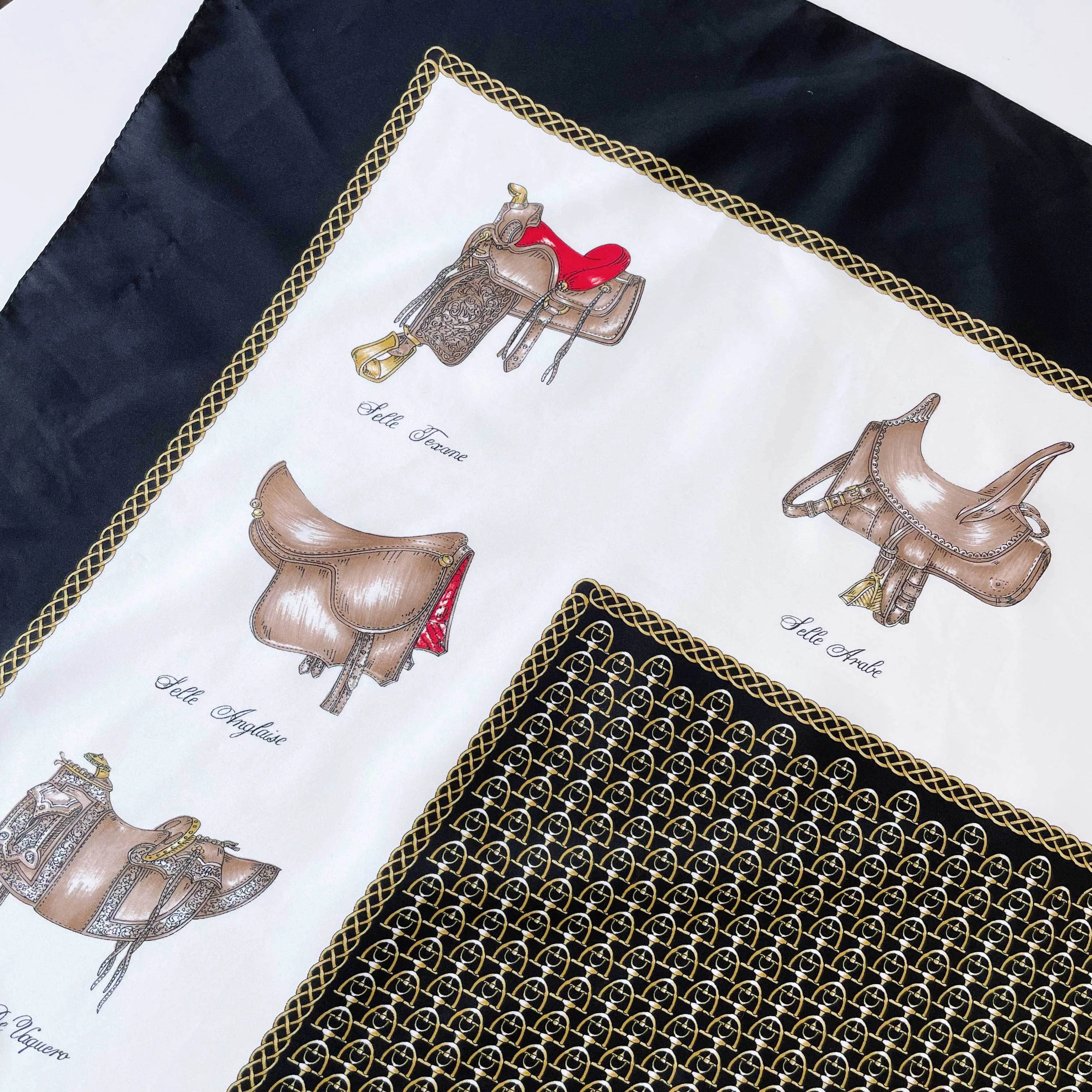 vintage silky equestrian saddle xl scarf sold by Good Market Thrift Store product image thumbnail 3