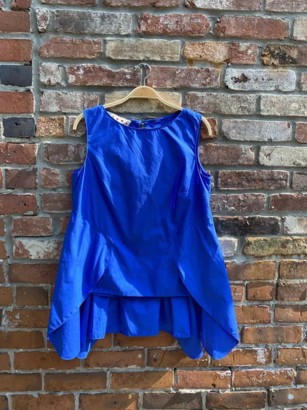 marni layered peplum button back sleeveless top sold by Good Market Thrift Store