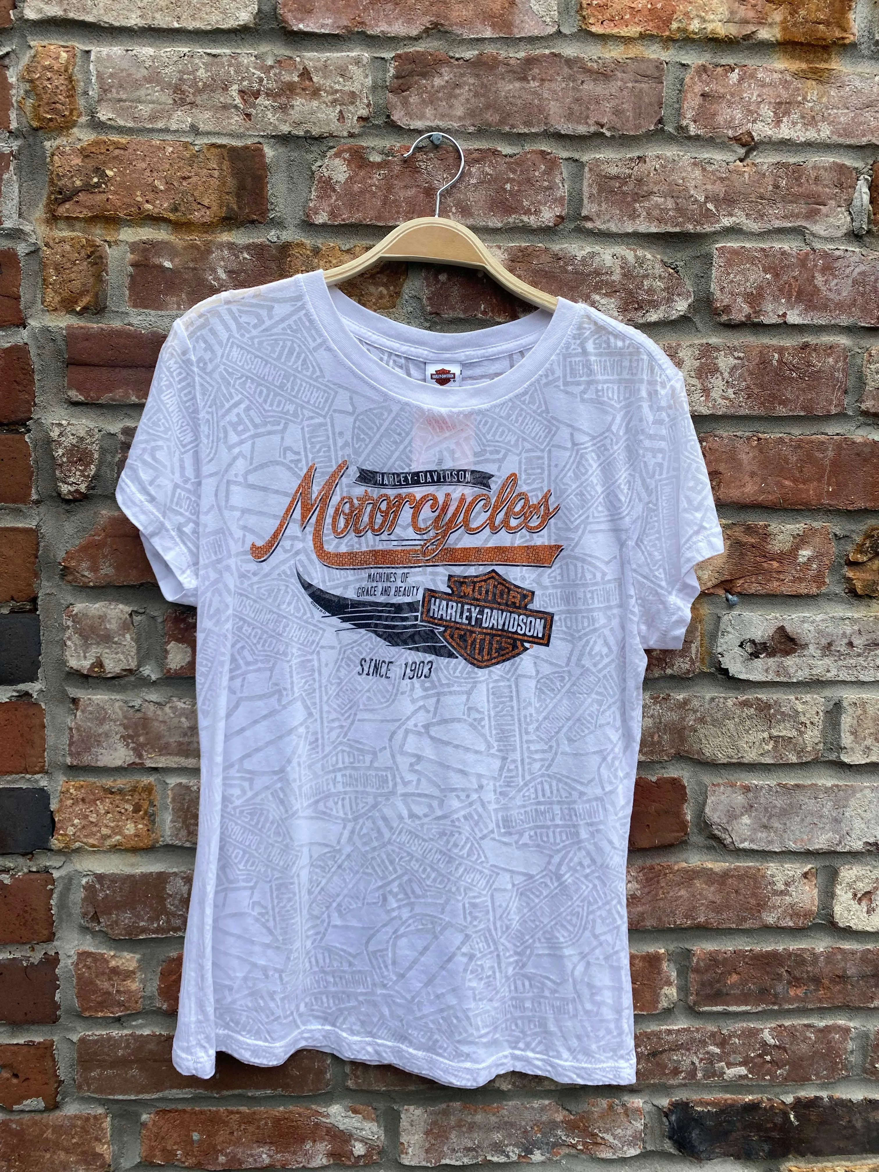 00's harley davidson burnout graphic tee sold by Good Market Thrift Store