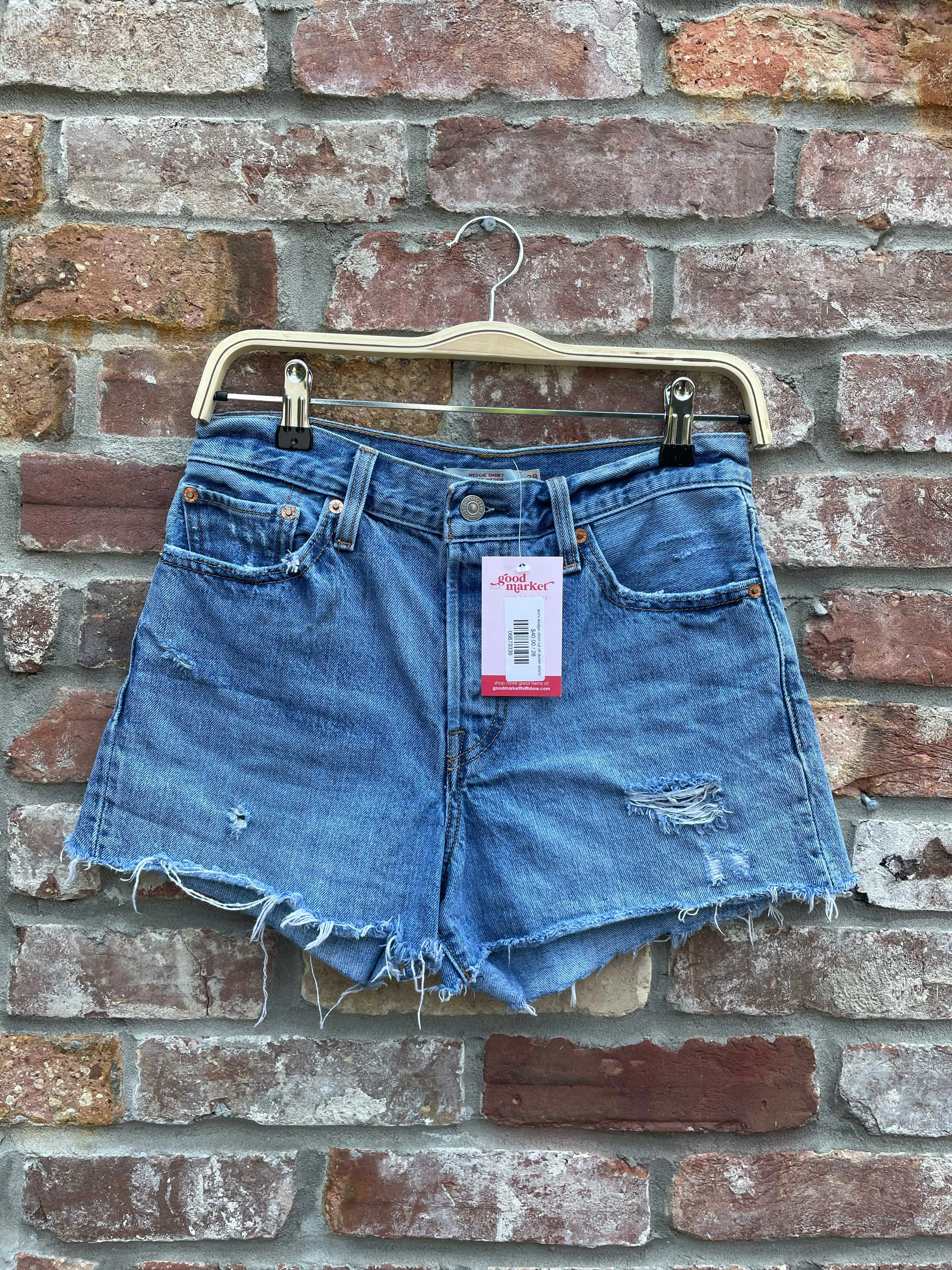 levi's wedgie short cut off denim shorts sold by Good Market Thrift Store product image thumbnail 4