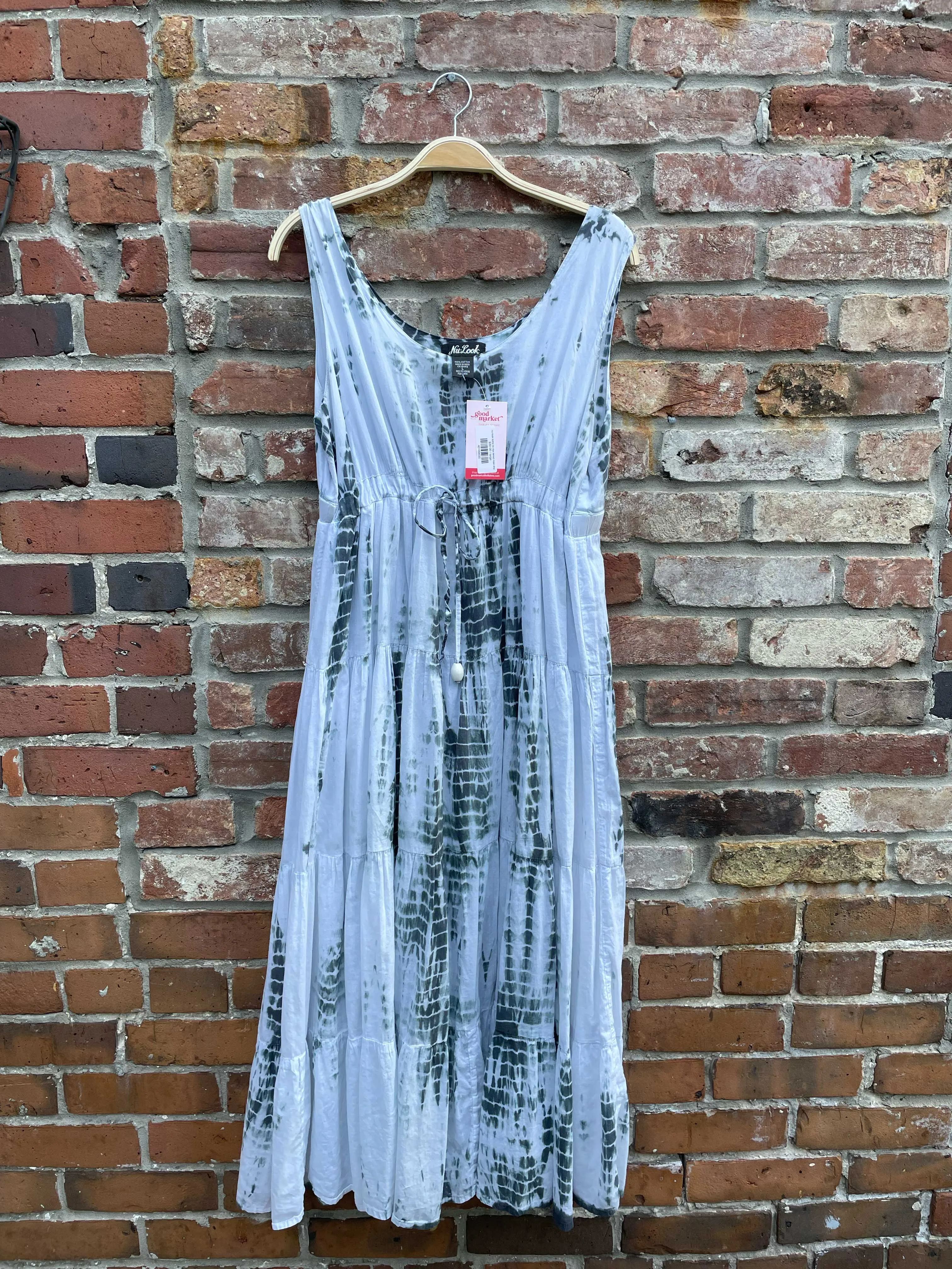 nu-look boho tie dye tiered maxi dress sold by Good Market Thrift Store