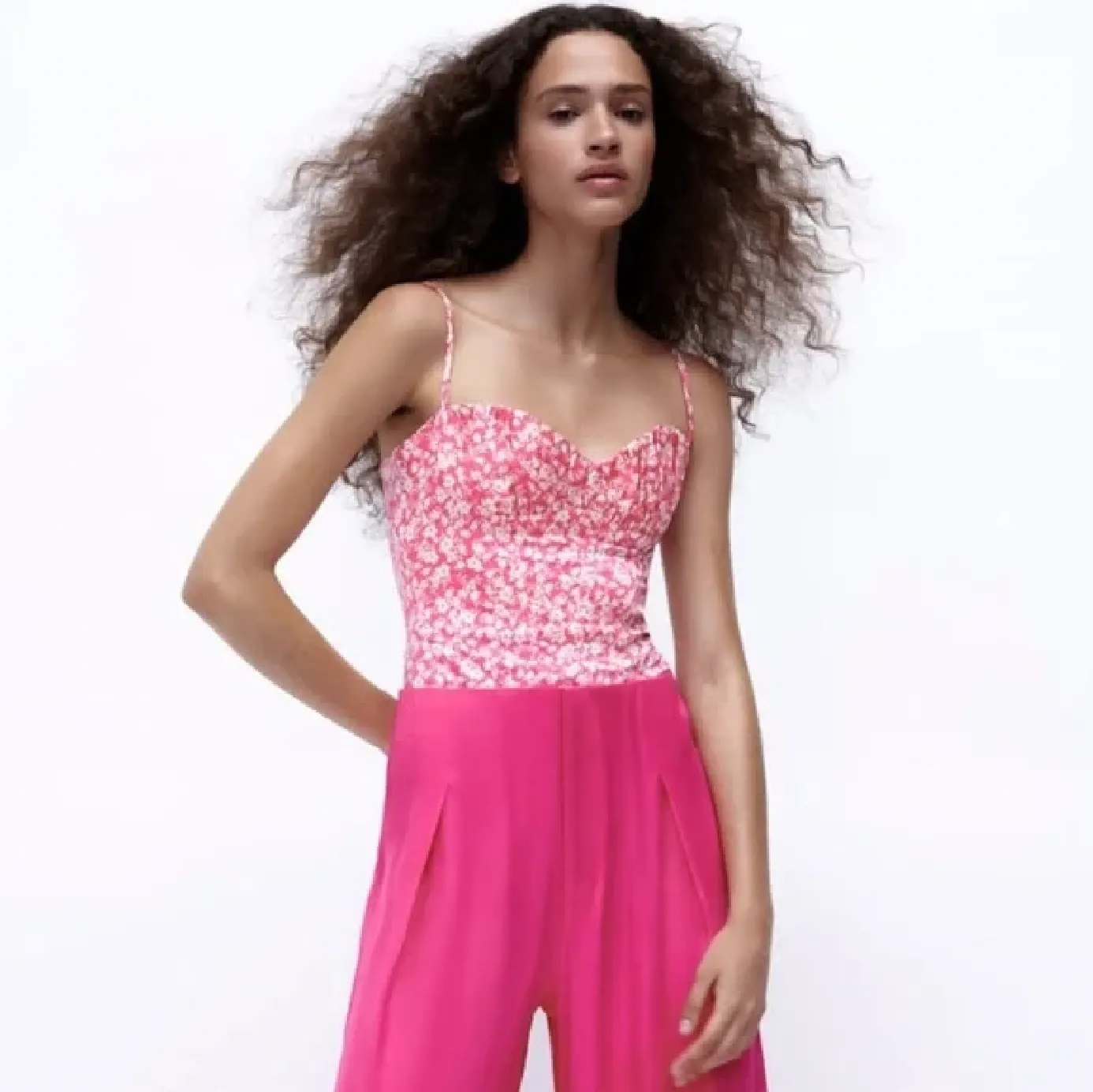 nwot zara floral corset bodysuit sold by Good Market Thrift Store