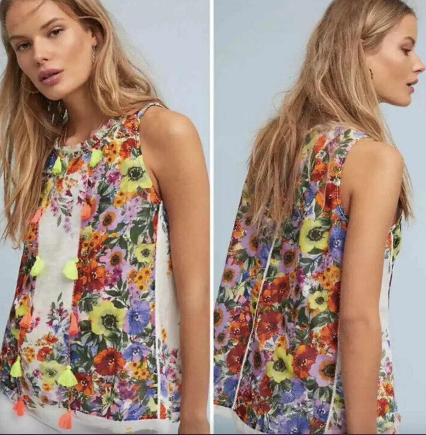 anthro raga boho floral tassel tank sold by Good Market Thrift Store