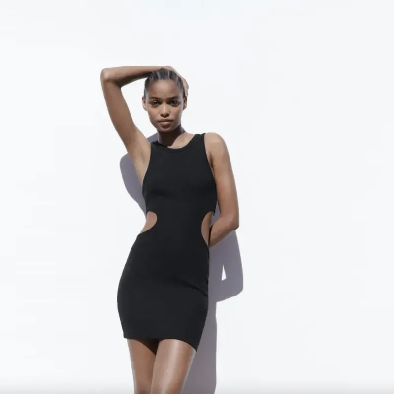 zara ribbed cut out mini dress sold by Good Market Thrift Store
