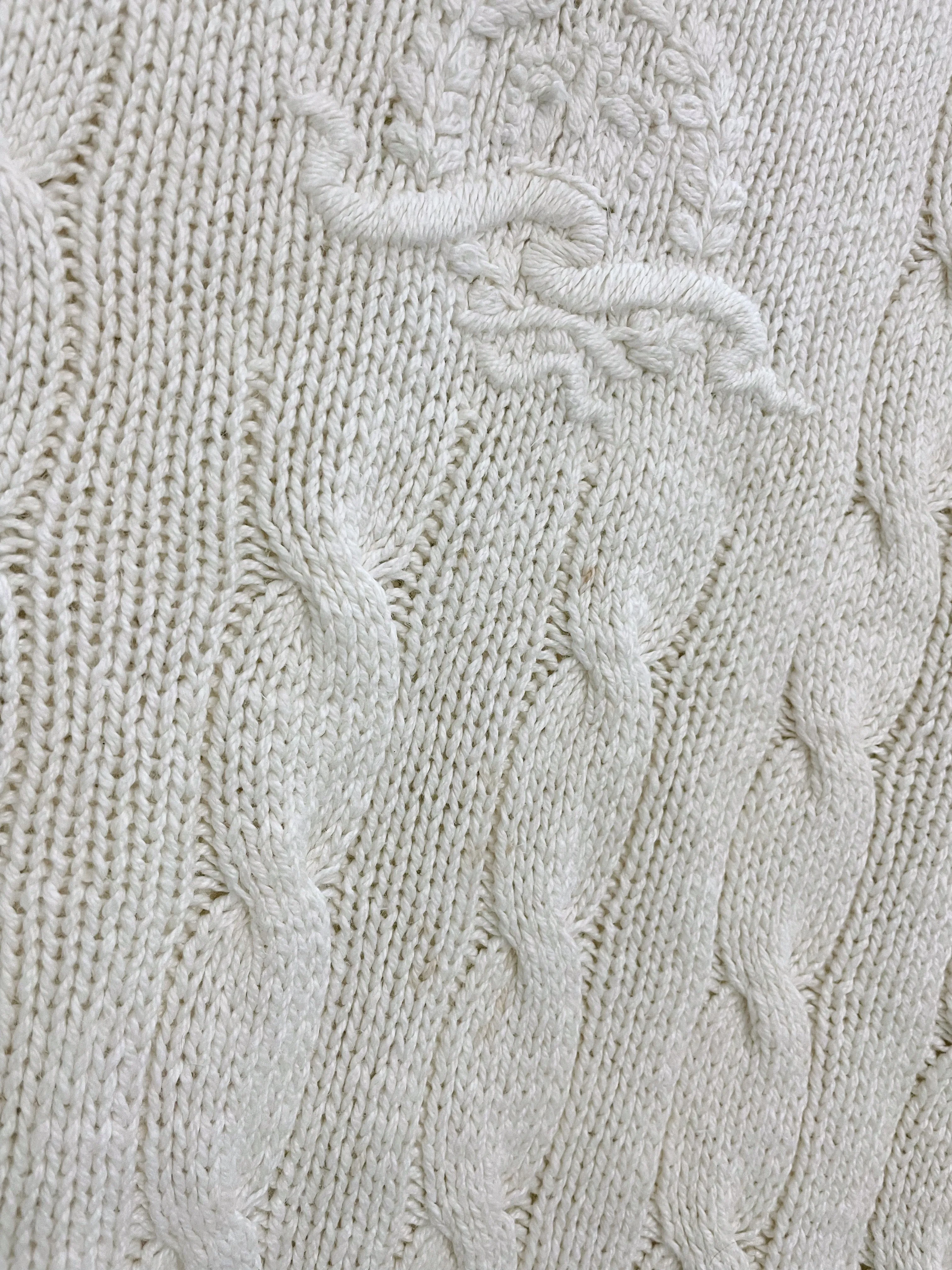 vintage 90s polo RL cable knit crest linen-blend sweater sold by Good Market Thrift Store product image thumbnail 2
