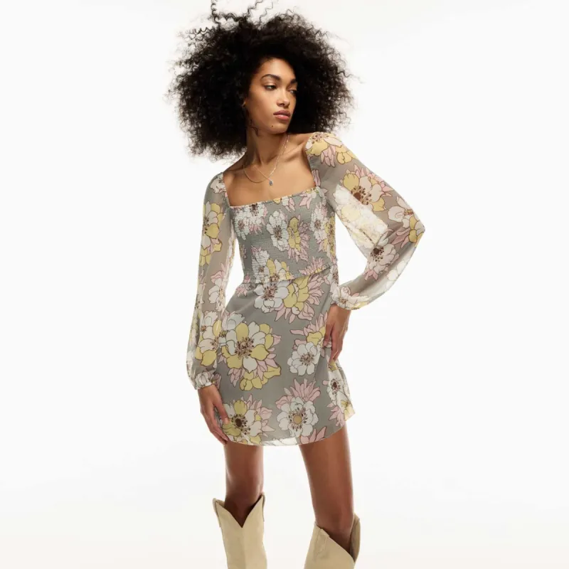 wilfred villa smocked chiffon mini dress sold by Good Market Thrift Store