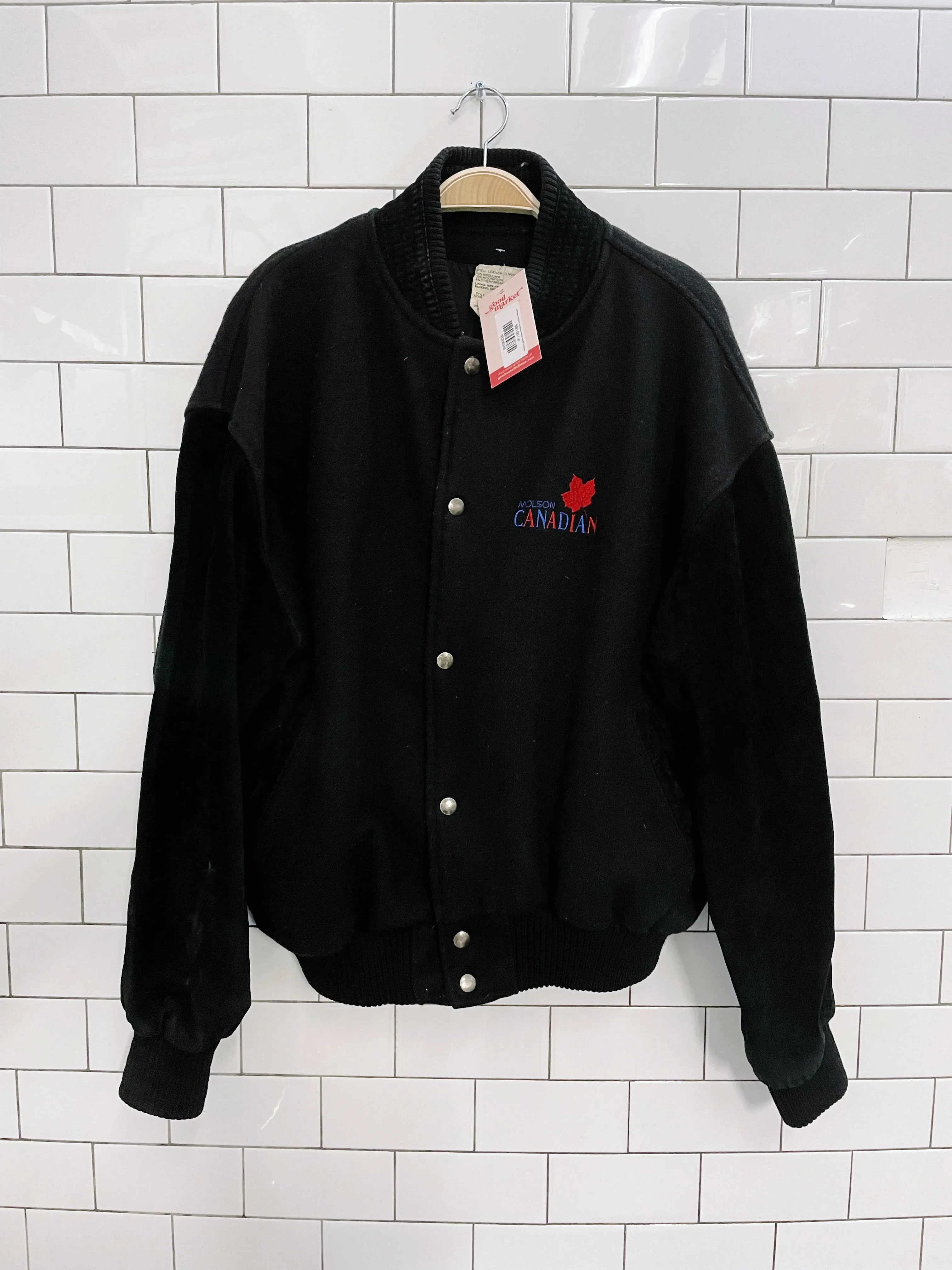 vintage molson canadian wool suede bomber jacket sold by Good Market Thrift Store product image thumbnail 2