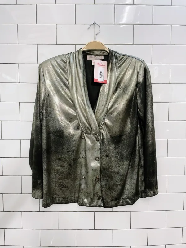 vintage 80s hunt club gold lame blouse sold by Good Market Thrift Store
