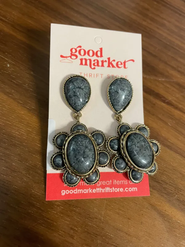 vintage stone floral teardrop earrings sold by Good Market Thrift Store