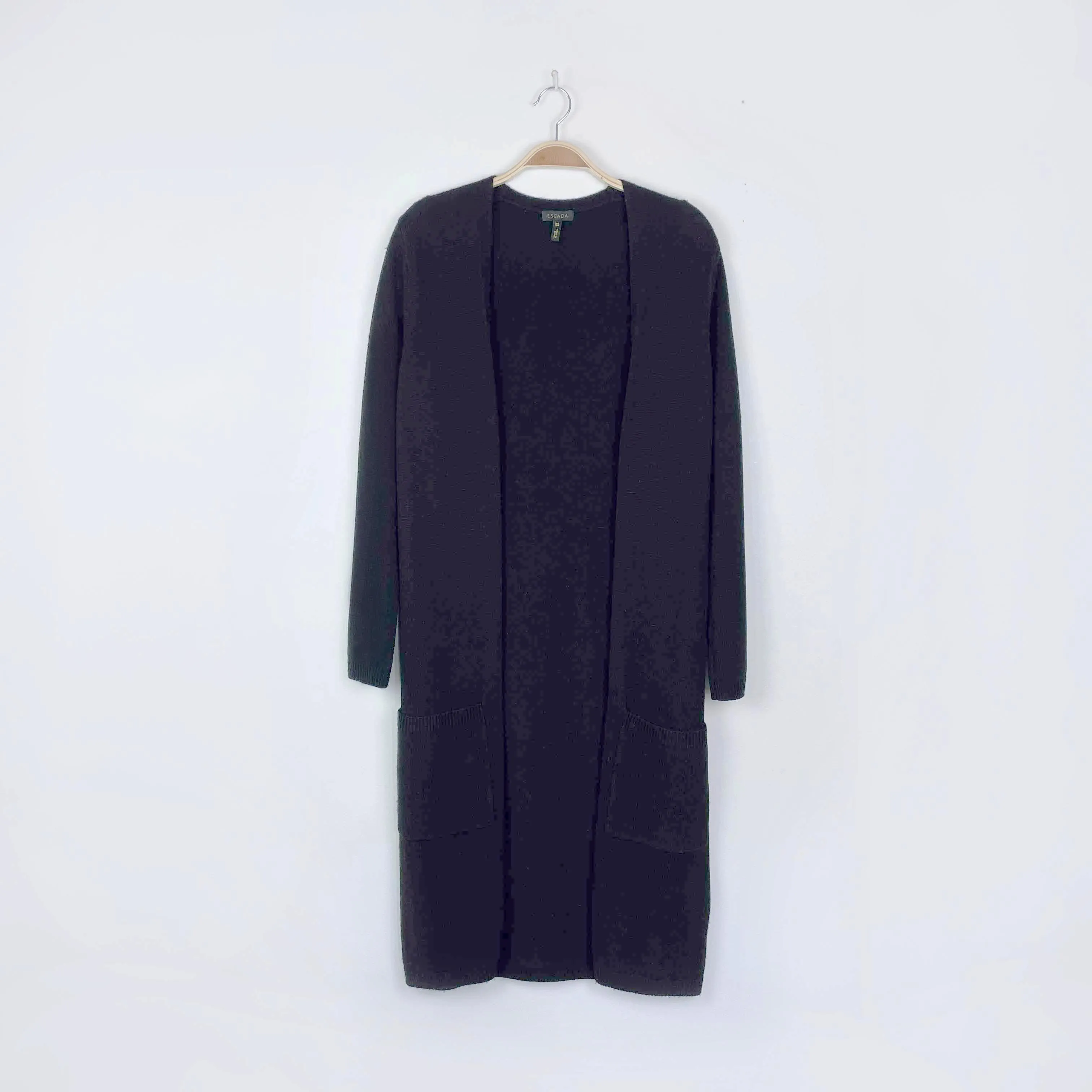 escada wool-cashmere black knit duster cardigan - size xs sold by Good Market Thrift Store