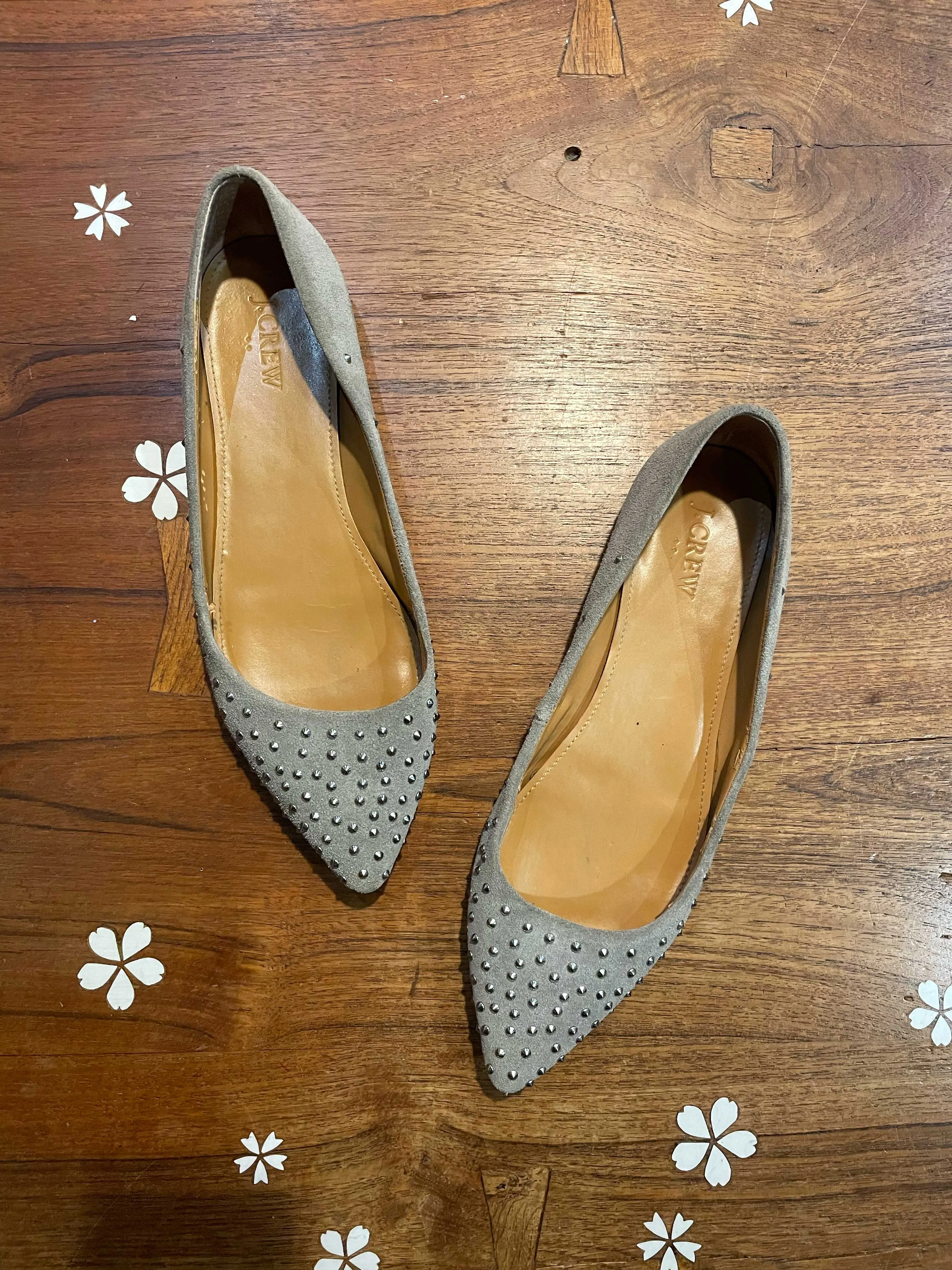 j crew studded suede pointed toe flat sold by Good Market Thrift Store