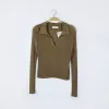 jonathan simkhai gold knit v-neck collar sweater - size 1 sold by Good Market Thrift Store