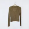 jonathan simkhai gold knit v-neck collar sweater - size 1 sold by Good Market Thrift Store