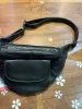 black leather cargo pocket belt bag sold by Good Market Thrift Store
