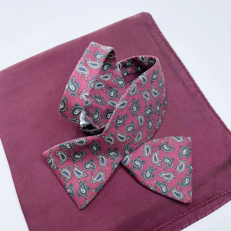 vintage bancroft maroon silk paisley adjustable bow tie sold by Good Market Thrift Store