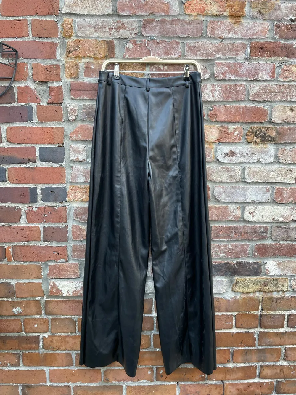 wet seal faux leather wide leg pants sold by Good Market Thrift Store product image thumbnail 3