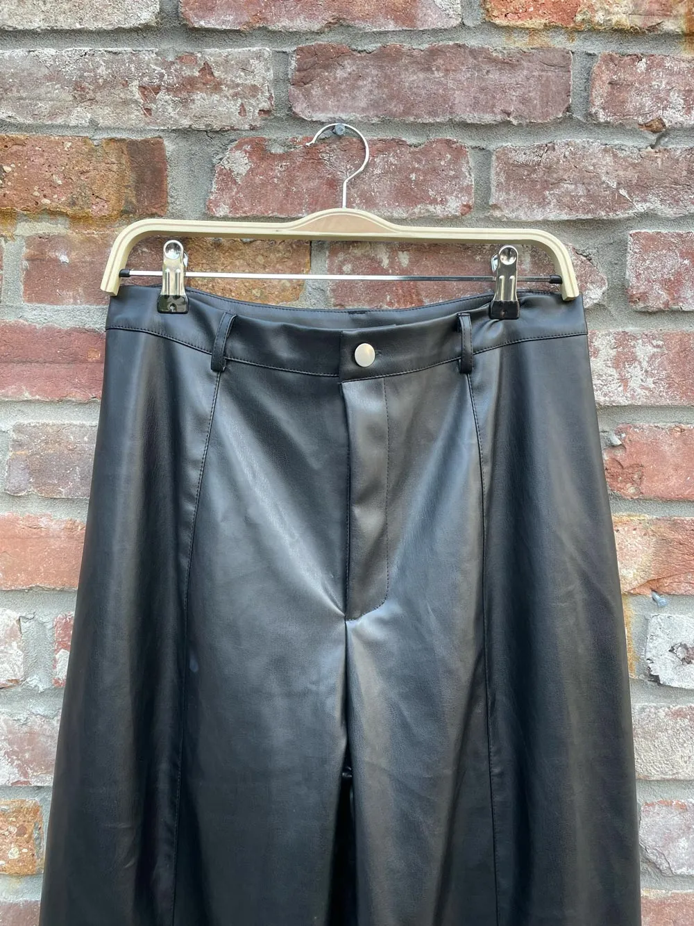 wet seal faux leather wide leg pants sold by Good Market Thrift Store product image thumbnail 2