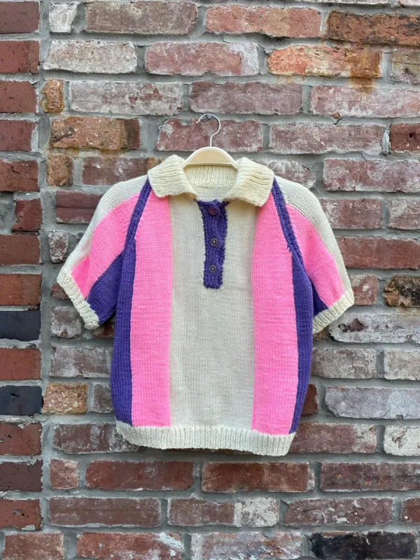 vintage hand-knit color block polo sold by Good Market Thrift Store