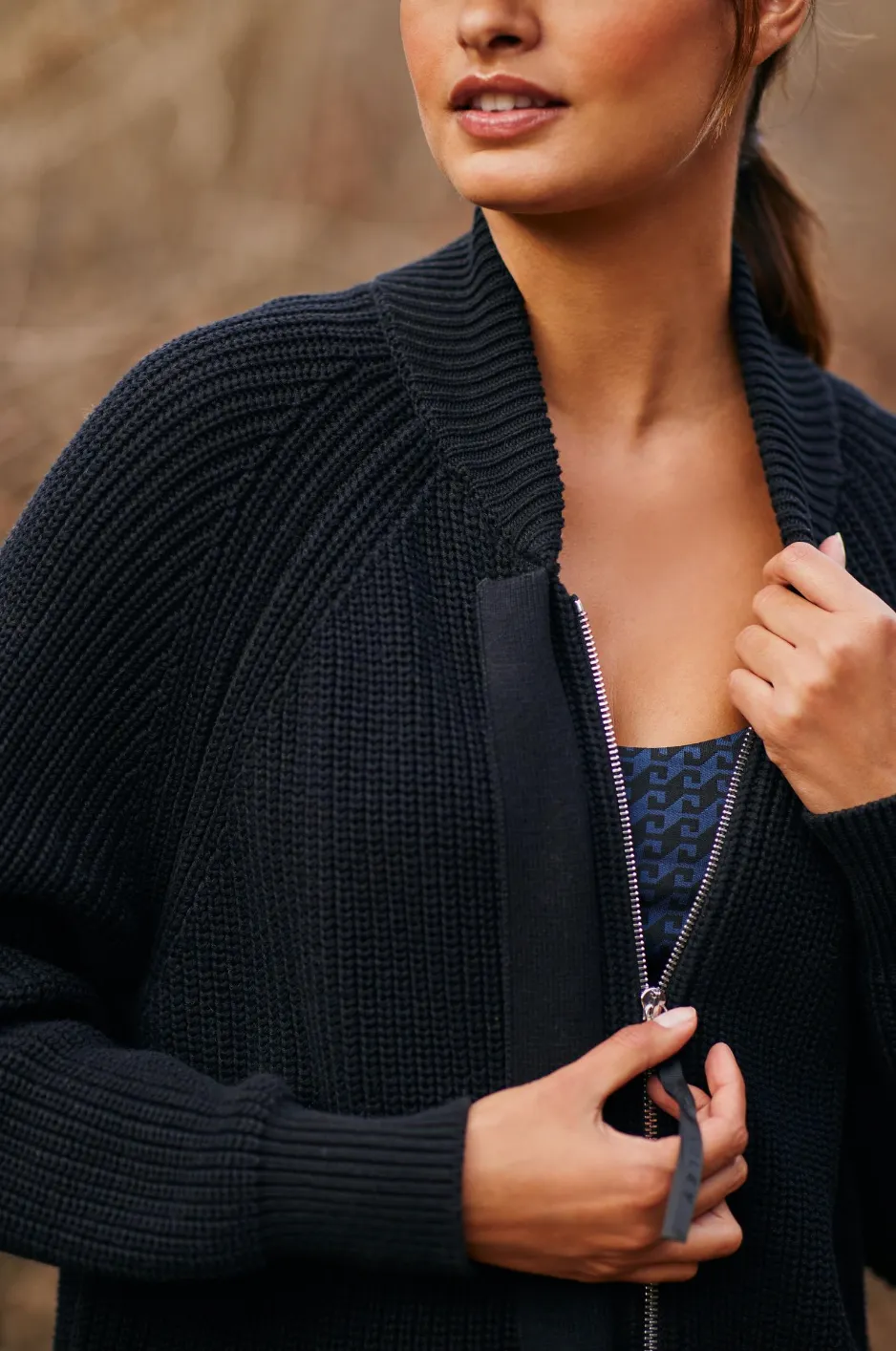 varley maybelle cotton knit zip sweater jacket sold by Good Market Thrift Store product image thumbnail 2