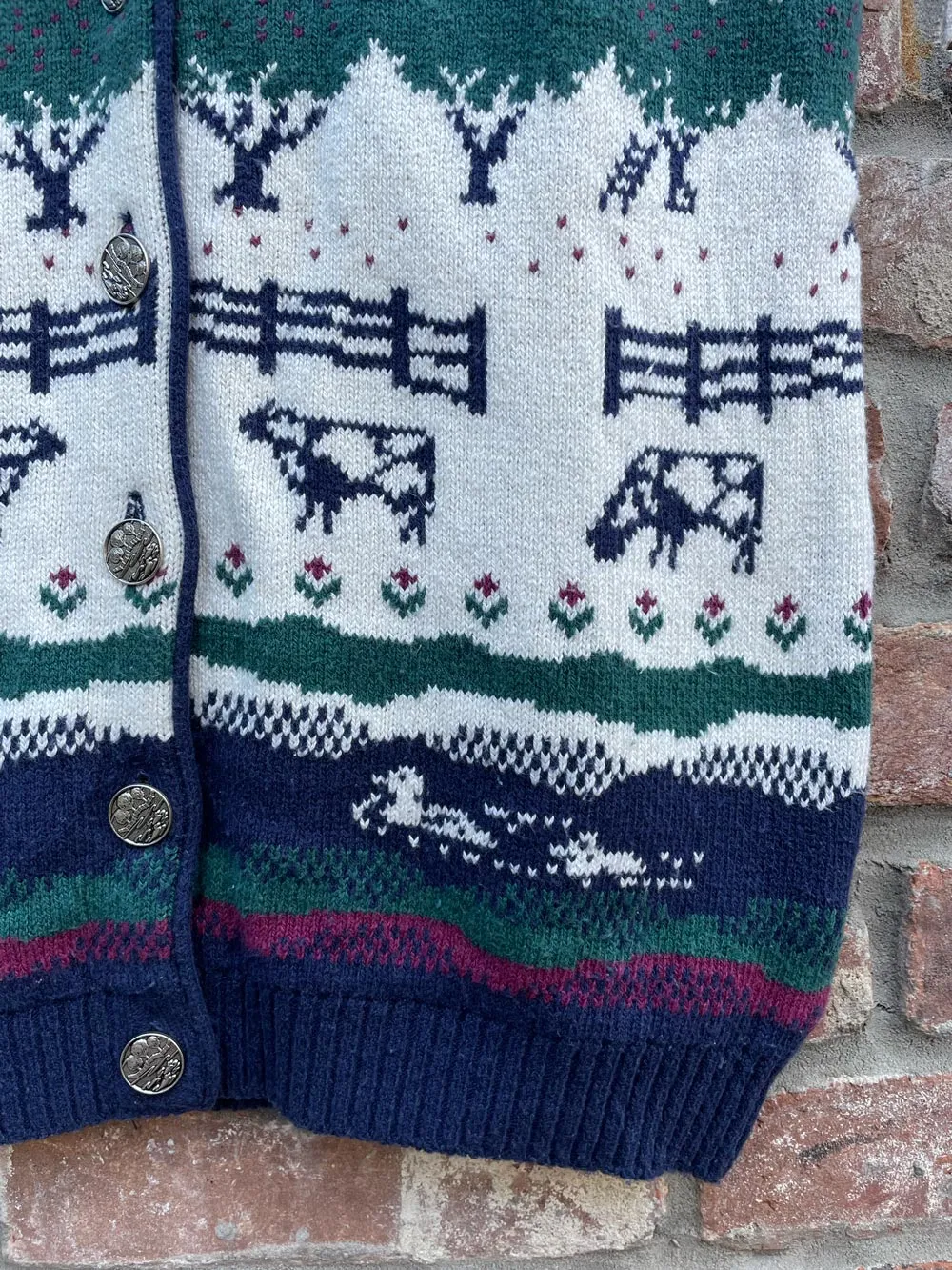 vintage NR parkhurst cow farm knit vest sold by Good Market Thrift Store product image thumbnail 2