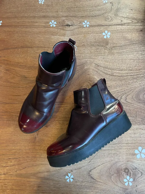 steve madden patent platform chelsea boots sold by Good Market Thrift Store