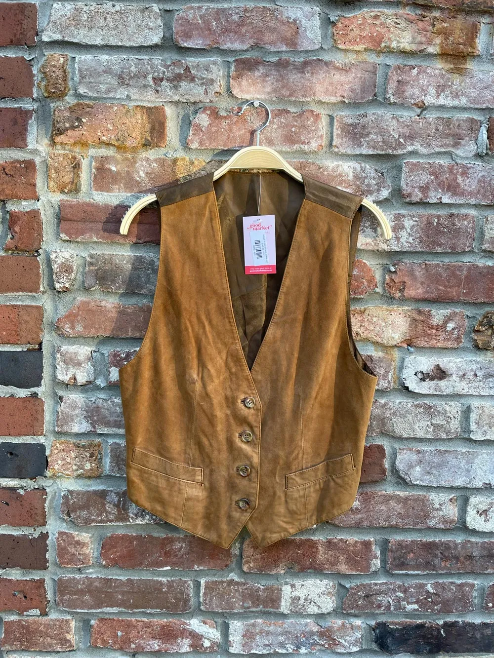 vintage st michael lamb suede vest sold by Good Market Thrift Store