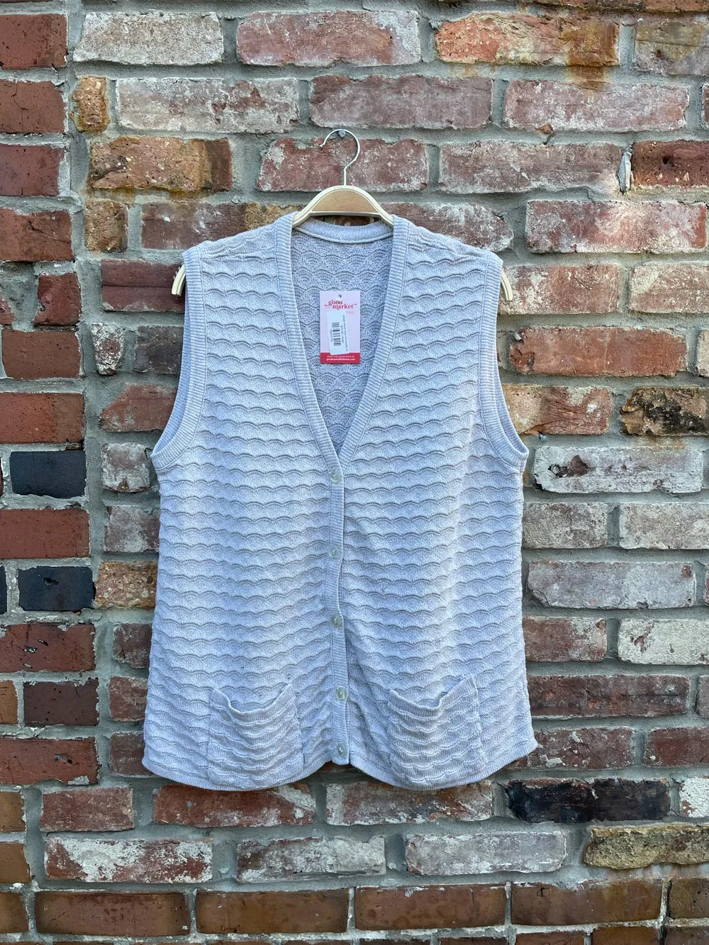 vintage neutral wave knit sweater vest sold by Good Market Thrift Store