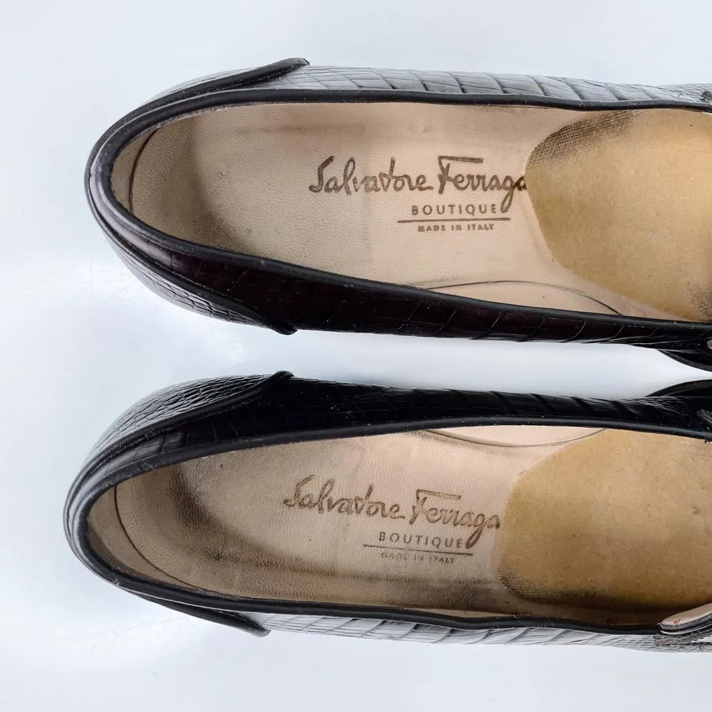 vintage salvatore ferragamo croc low heel loafer sold by Good Market Thrift Store product image thumbnail 5
