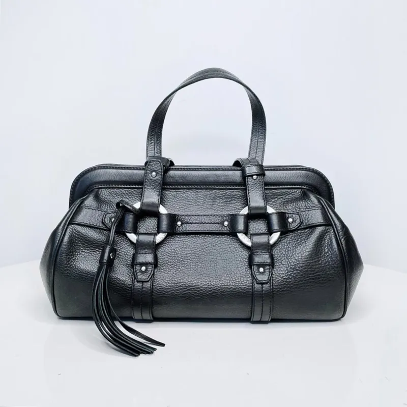 bally chona pebbled leather boston satchel sold by Good Market Thrift Store