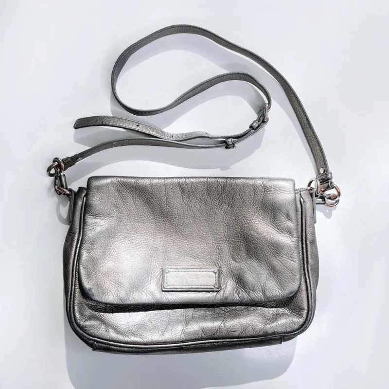marc by marc jacobs gunmetal leather shoulder bag sold by Good Market Thrift Store