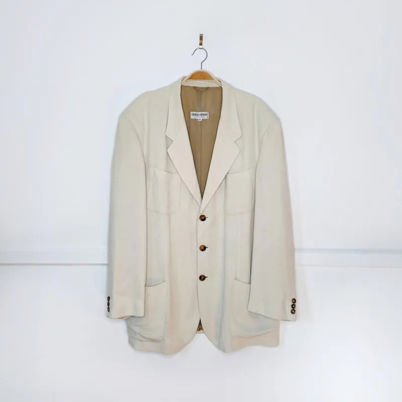 vintage giorgio armani linen-blend savannah jacket sold by Good Market Thrift Store