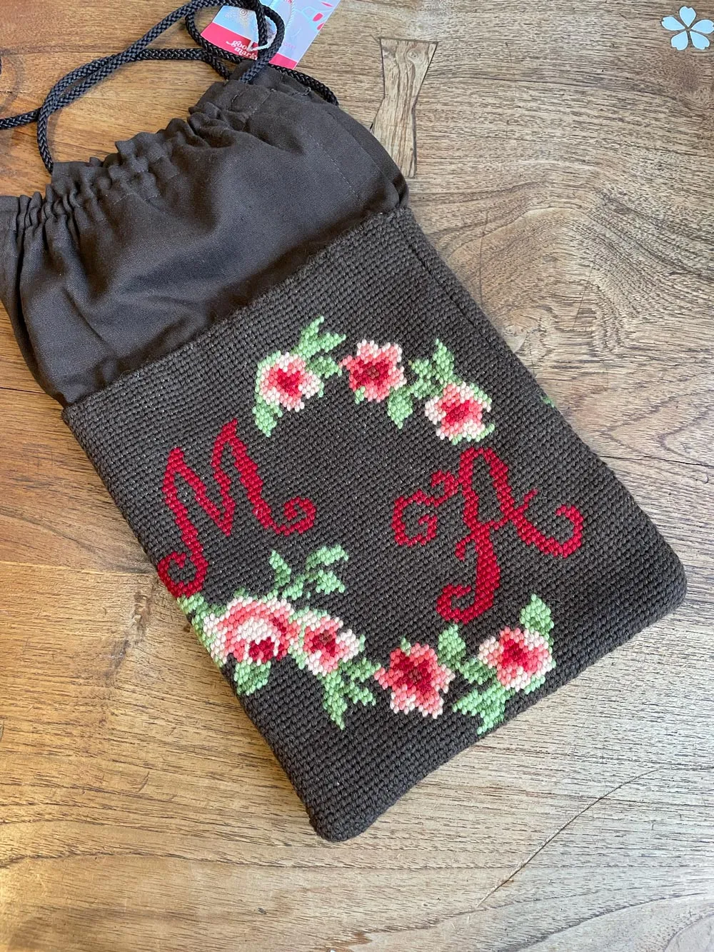 vintage MA cross stitch rose handbag sold by Good Market Thrift Store
