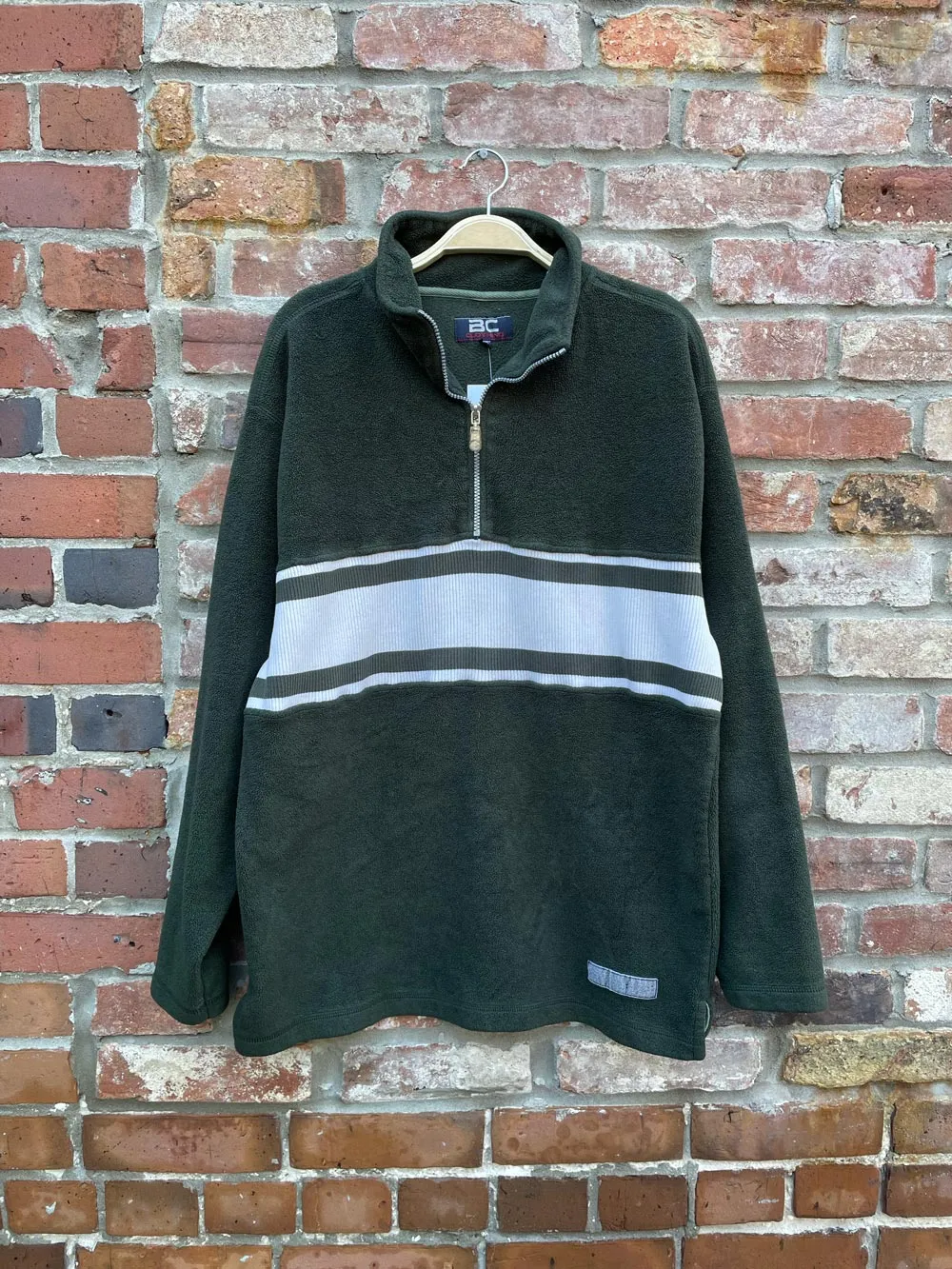 y2k bc clothing knit stripe fleece 1/4 zip sold by Good Market Thrift Store