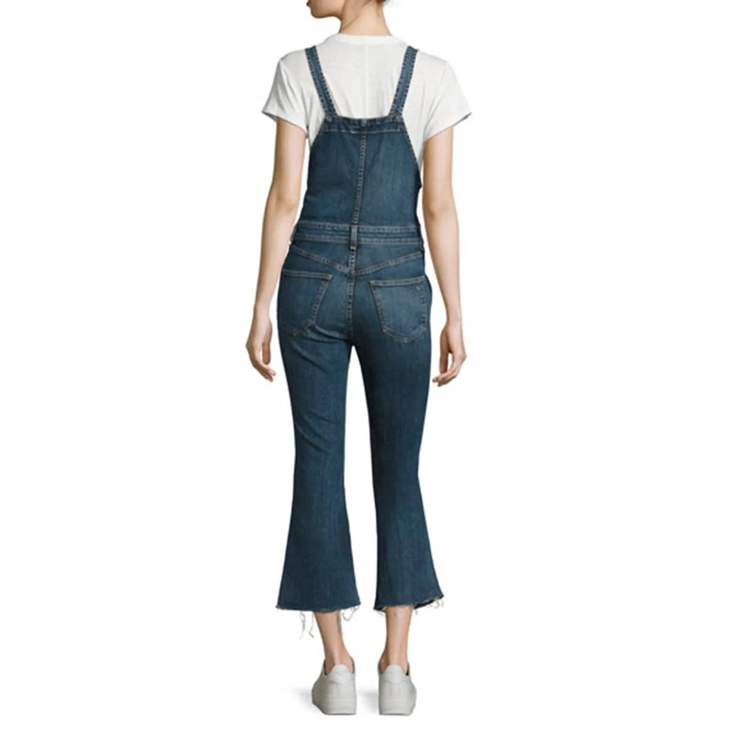 rag & bone flare leg raw hem crop overalls sold by Good Market Thrift Store product image thumbnail 2