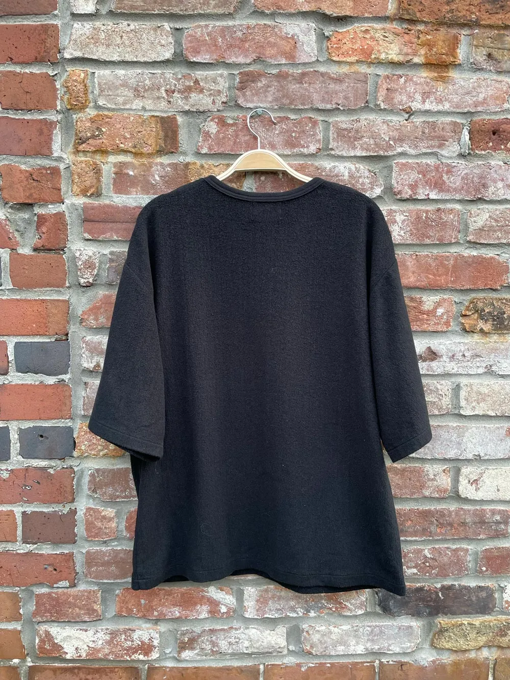 stussy all black minimal fleece tee sold by Good Market Thrift Store product image thumbnail 2