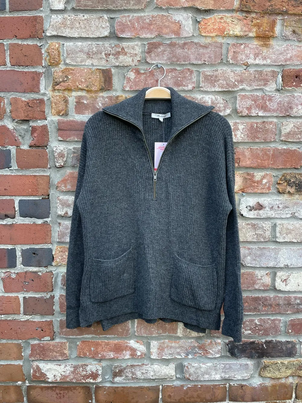 madewell glenbrook 1/2 zip merino wool sweater sold by Good Market Thrift Store product image thumbnail 3
