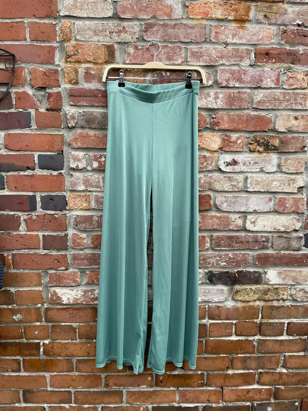 vacia ribbed stretch wide leg pants sold by Good Market Thrift Store