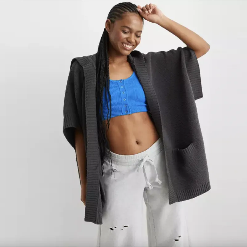 aerie 2023 chenille hooded poncho cape sold by Good Market Thrift Store