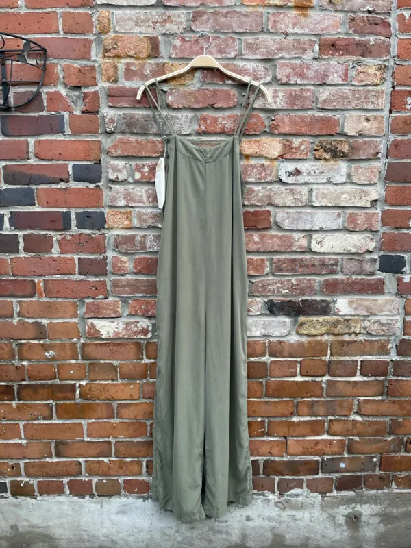 nwt aboutsome minimal sage tie back overalls sold by Good Market Thrift Store