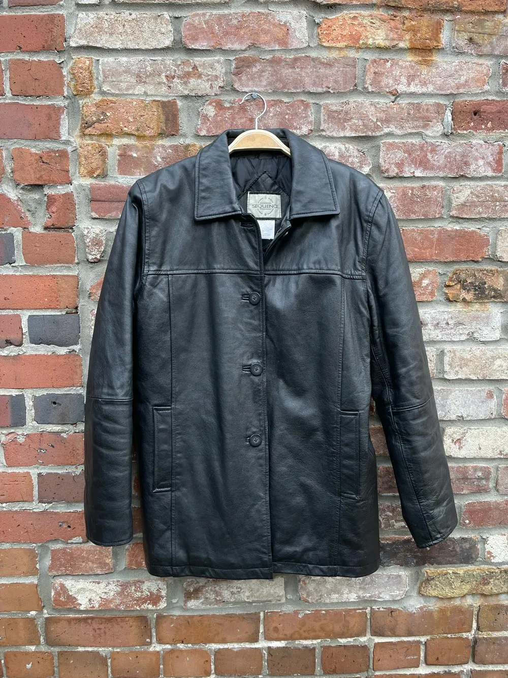 vintage 00s sequence minimal leather jacket sold by Good Market Thrift Store